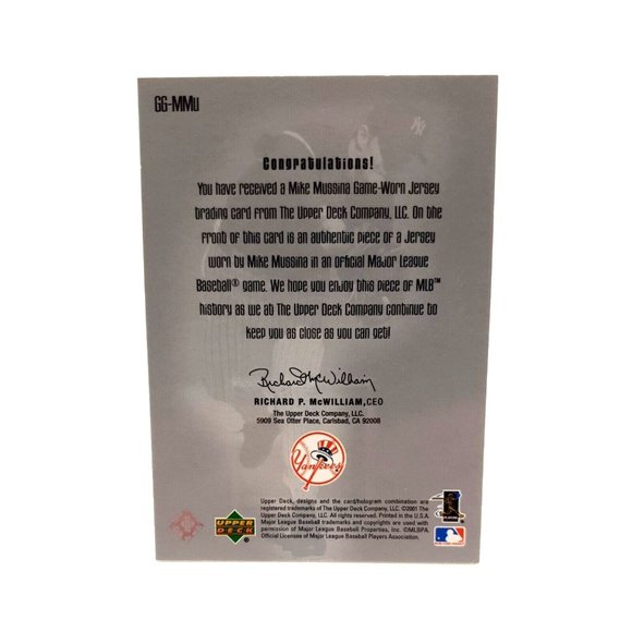 2001 Upper Deck Gold Glove Jersey Card Mike Mussina #GG-MMU HOF New York Yankees - Picture 2 of 2